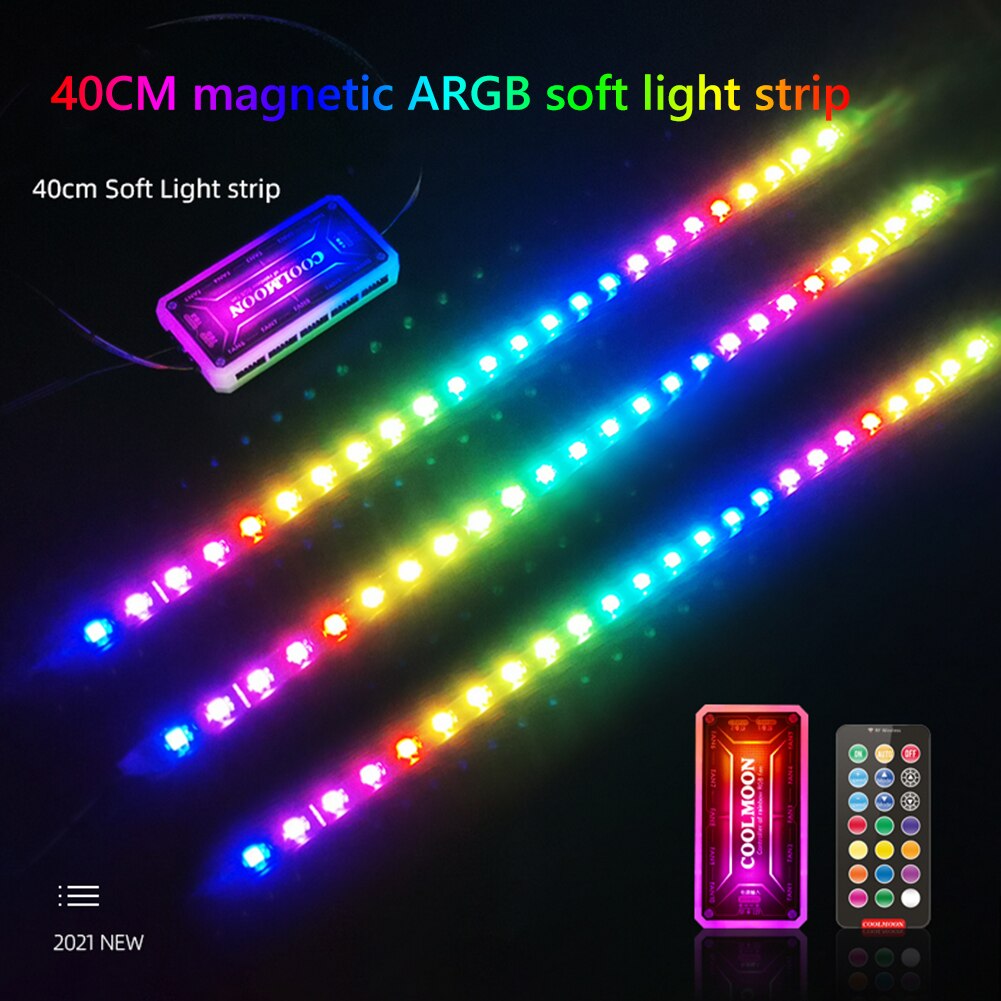 COOLMOON CM-LS40 5V ARGB PC Case LED Light Bar SATA 3PIN Desktop Computer Lamp Strip 40cm Motherboard RGB Decoration Accessory